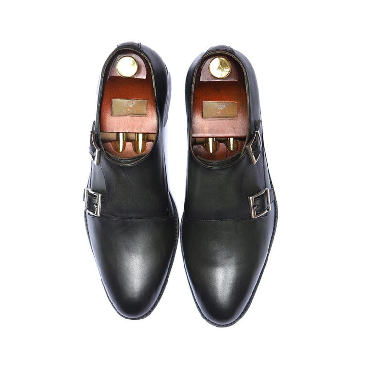 Fabrion Classic Leather Monk Strap Shoes