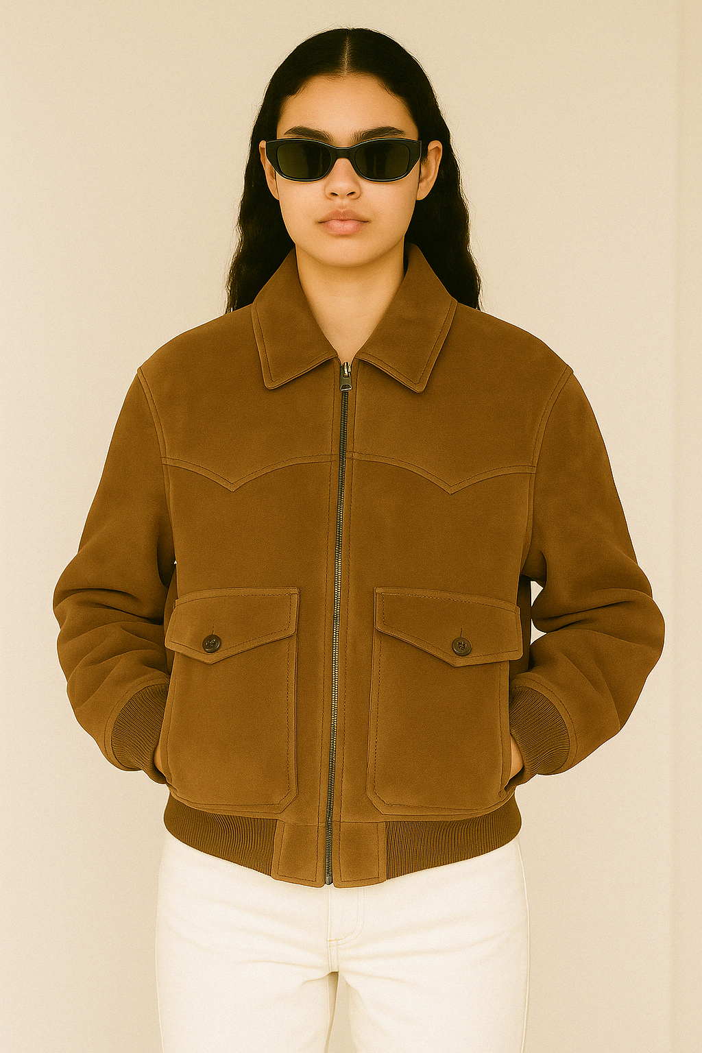Arden Suede Oversized Bomber Jacket