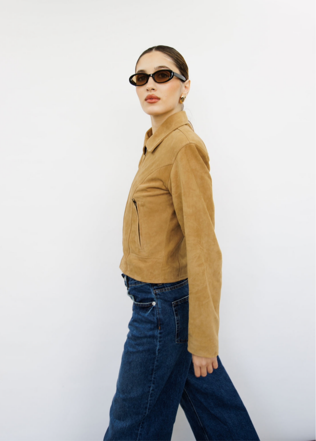 Bonnie Sand Suede Cropped Jacket