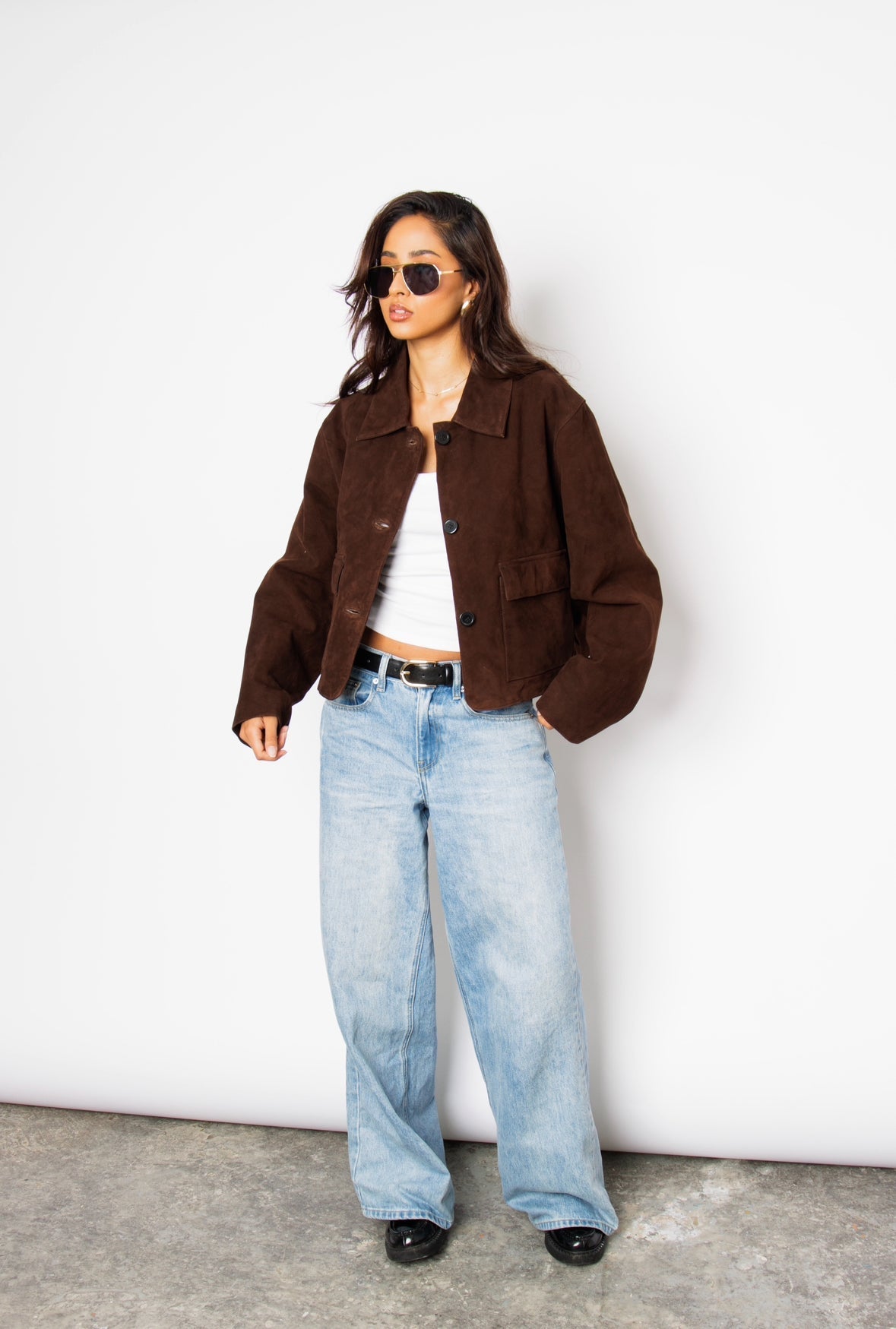 Aveline Brown Suede Cropped Jacket