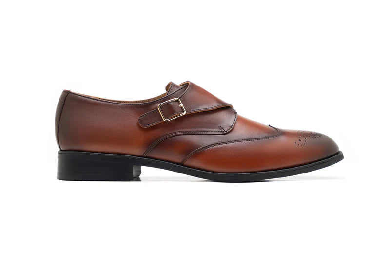 Gravian Classic Leather Monk Strap Shoes