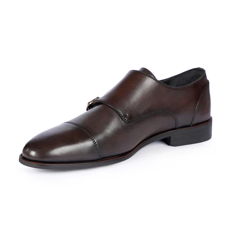Ardell Brown Leather Monk Strap Shoes