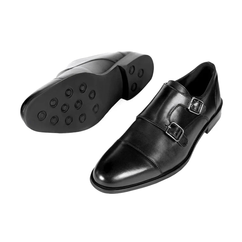 Ardell Black Leather Monk Strap Shoes