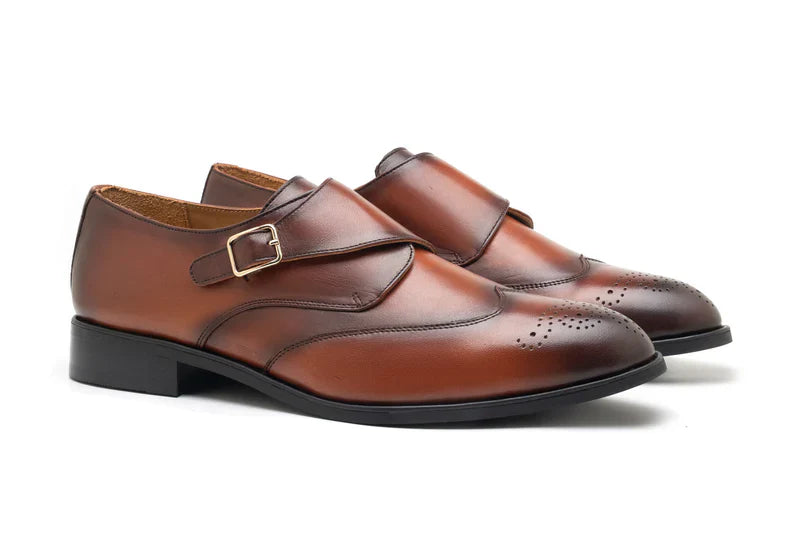 Gravian Classic Leather Monk Strap Shoes
