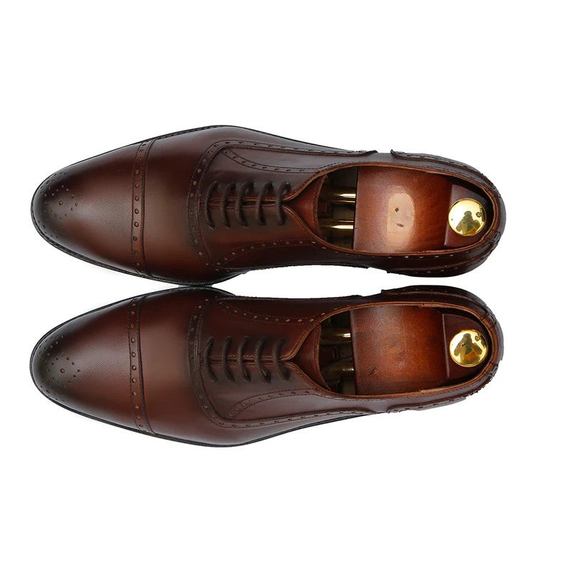 Valerio Patina Finish Oxford Leather Shoes