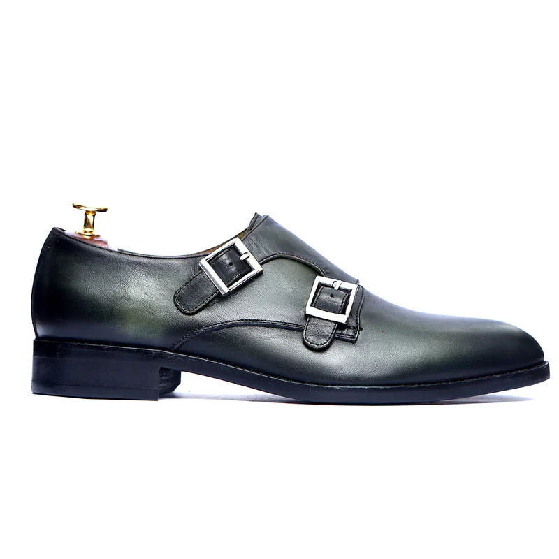 Fabrion Classic Leather Monk Strap Shoes