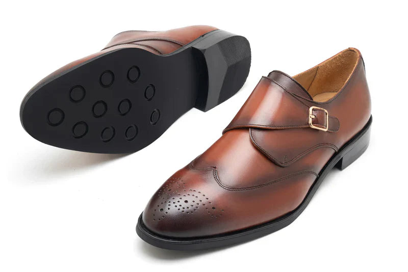 Gravian Classic Leather Monk Strap Shoes