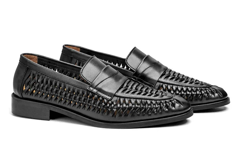 Brenton Black Leather Loafers