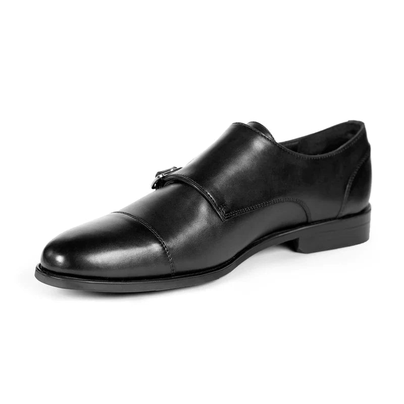 Ardell Black Leather Monk Strap Shoes