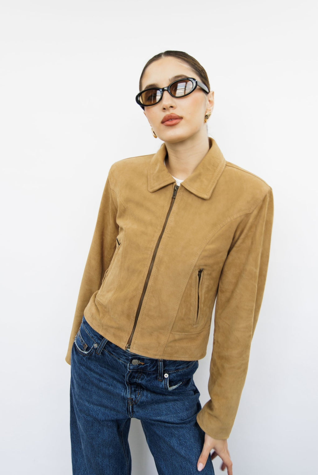 Bonnie Sand Suede Cropped Jacket