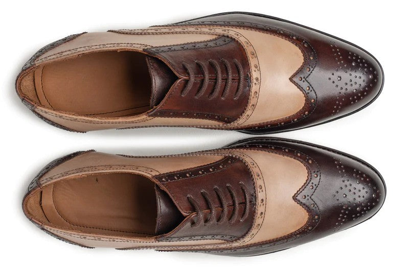 Devon Two-Tone Cowhide Leather Oxford Shoes
