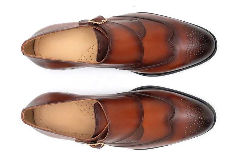 Gravian Classic Leather Monk Strap Shoes