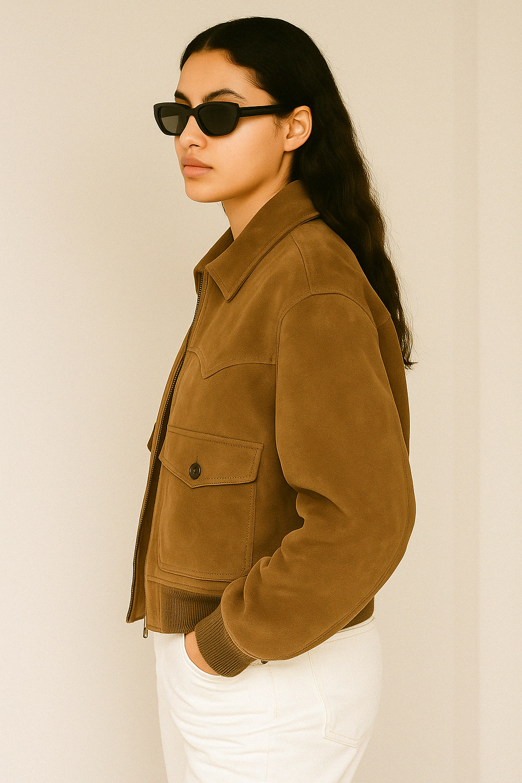 Arden Suede Oversized Bomber Jacket