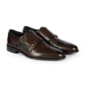 Ardell Brown Leather Monk Strap Shoes