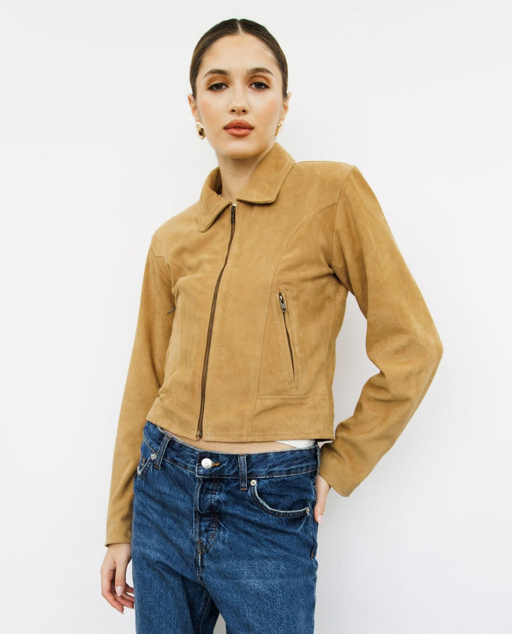 Bonnie Sand Suede Cropped Jacket
