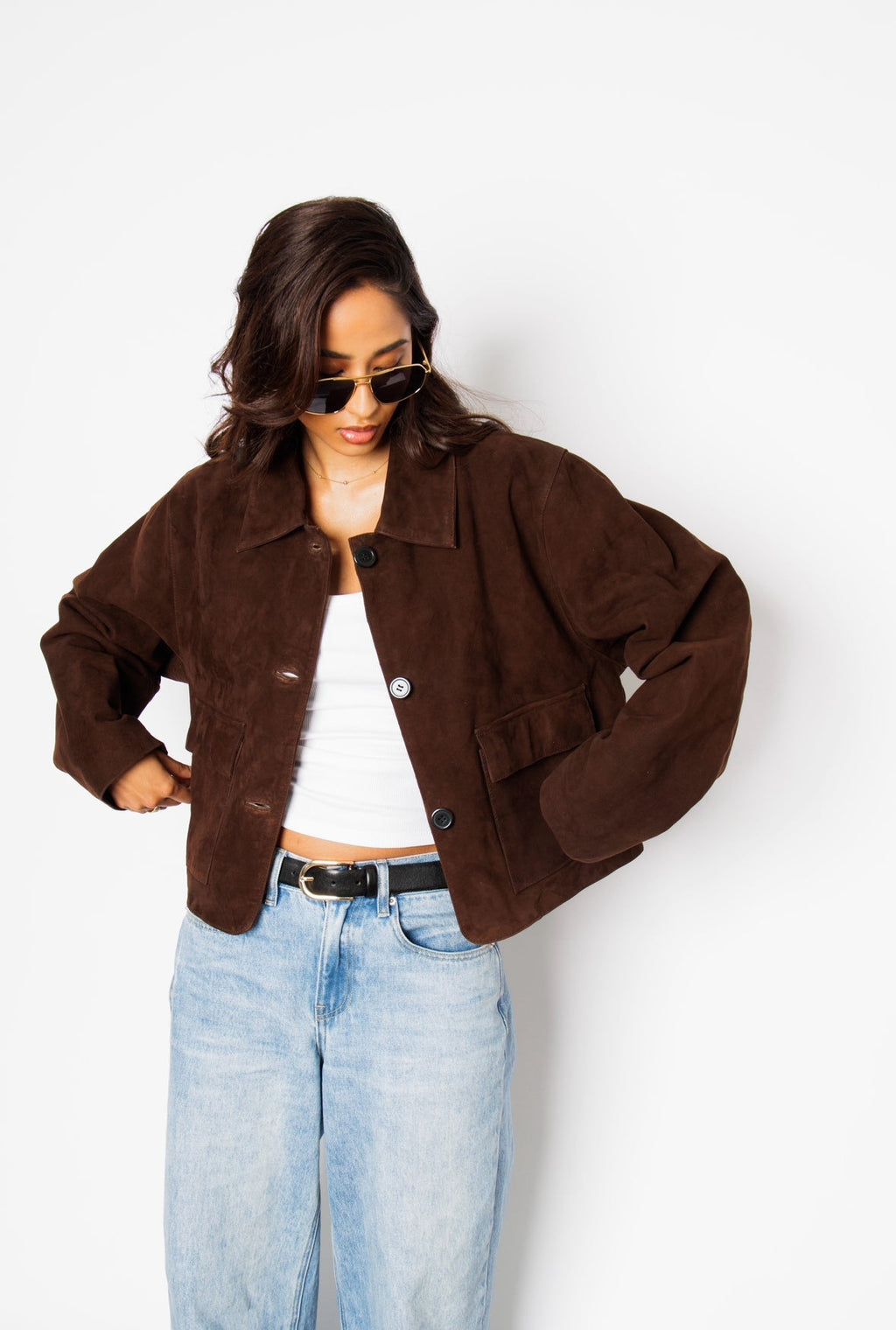 Aveline Brown Suede Cropped Jacket