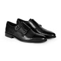 Ardell Black Leather Monk Strap Shoes