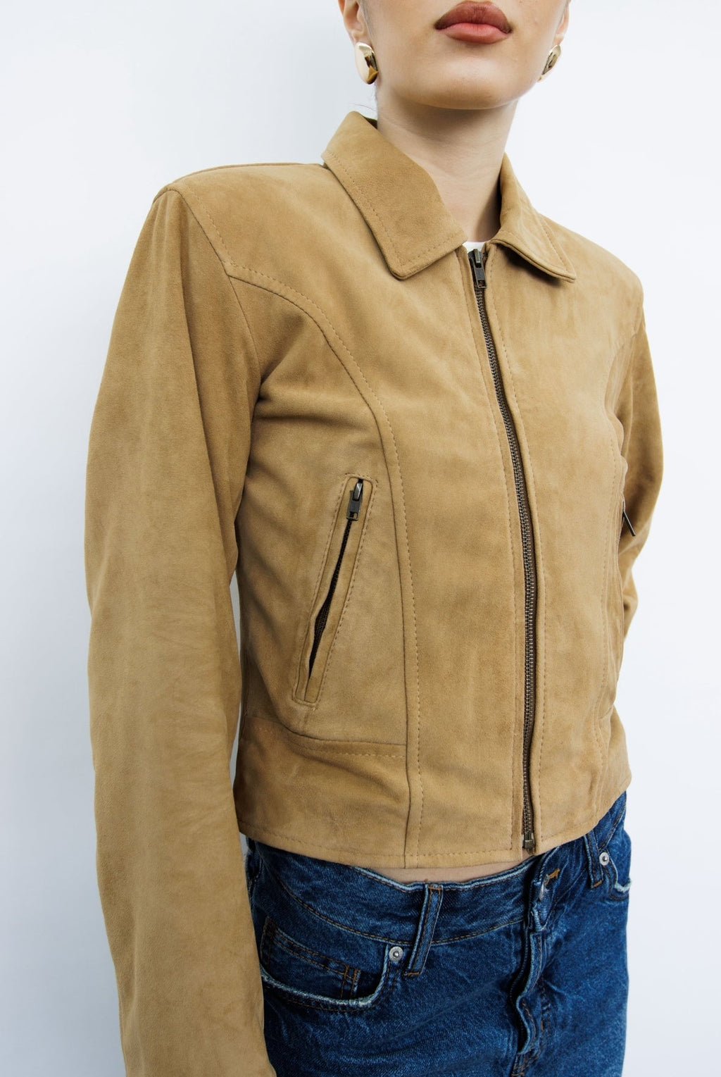 Bonnie Sand Suede Cropped Jacket