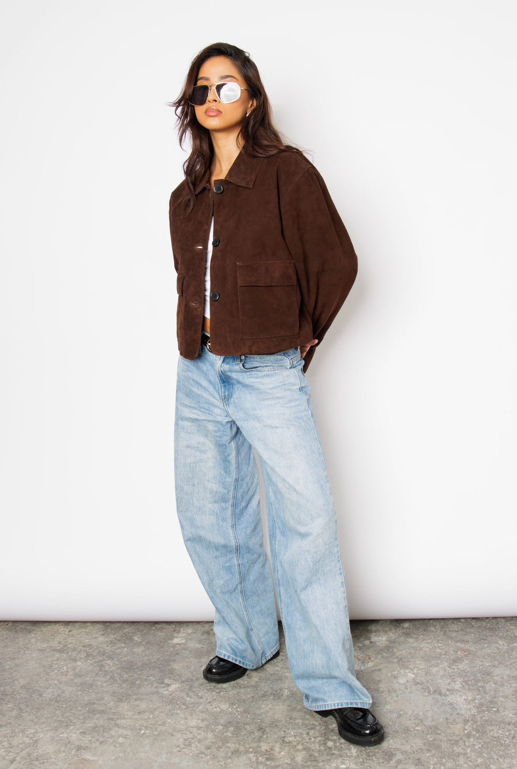 Aveline Brown Suede Cropped Jacket
