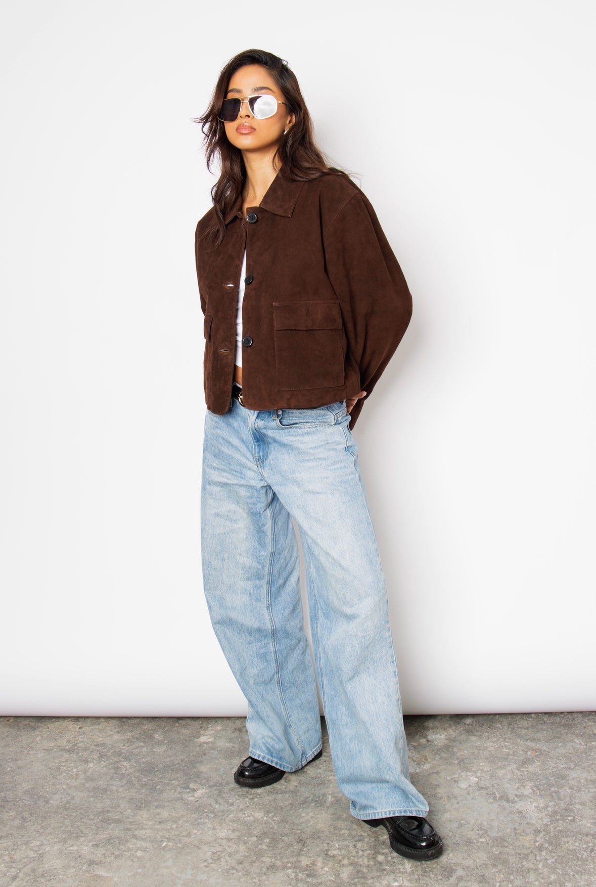 Aveline Brown Suede Cropped Jacket