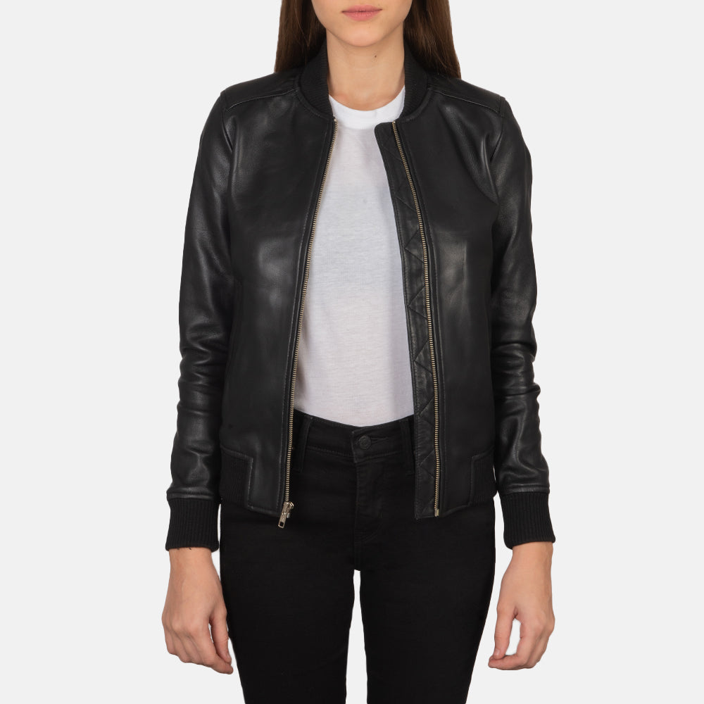Aero Luxe Varsity Leather Bomber Jacket