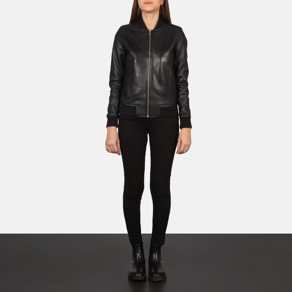 Aero Luxe Varsity Leather Bomber Jacket