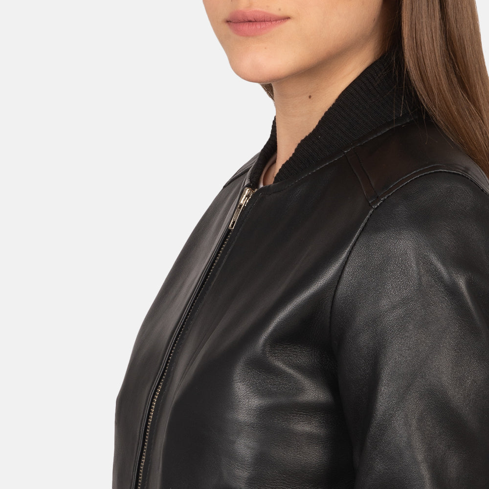 Aero Luxe Varsity Leather Bomber Jacket
