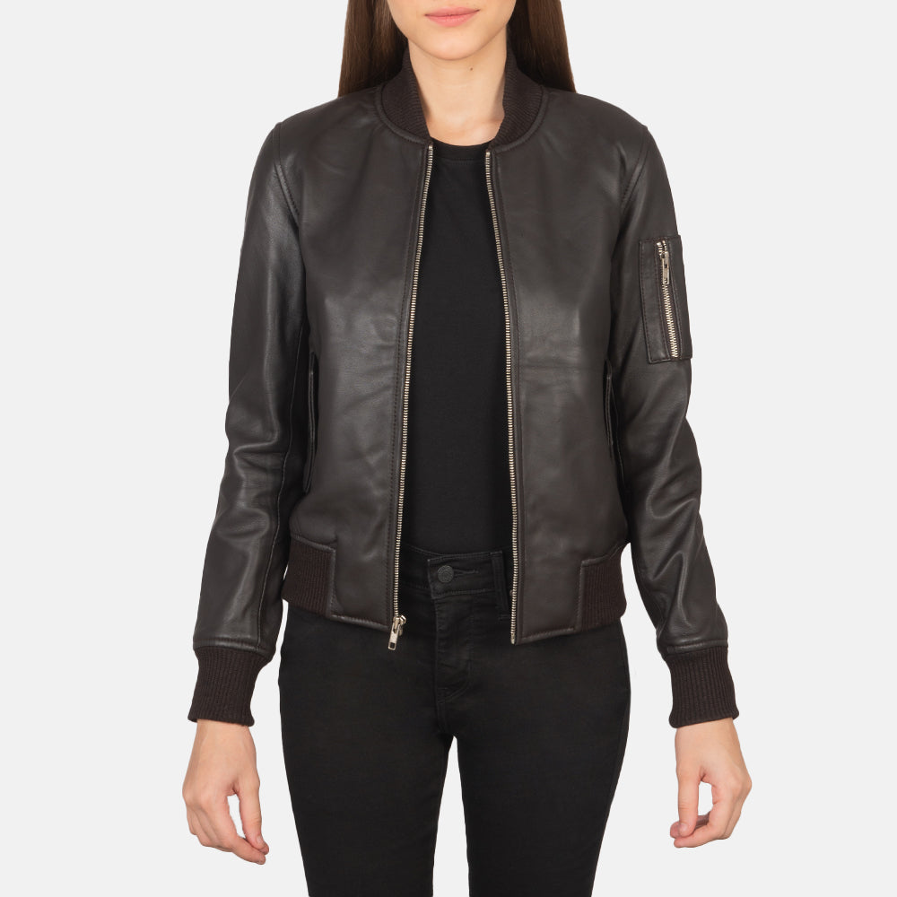 Ava Heritage Leather Flight Bomber Jacket