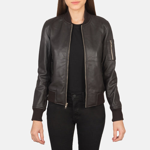 Ava Heritage Leather Flight Bomber Jacket