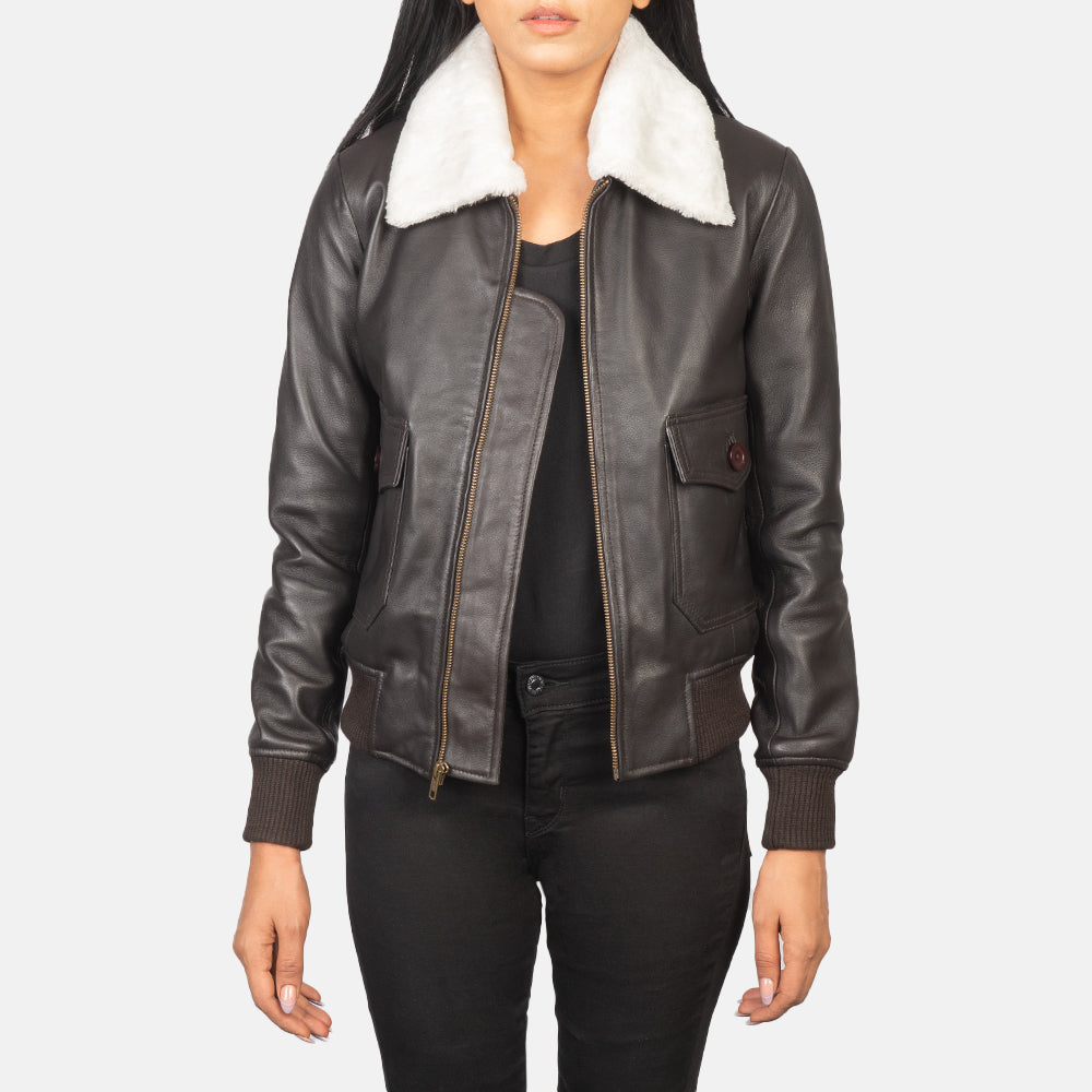 Elara Classic Bomber Leather Jacket