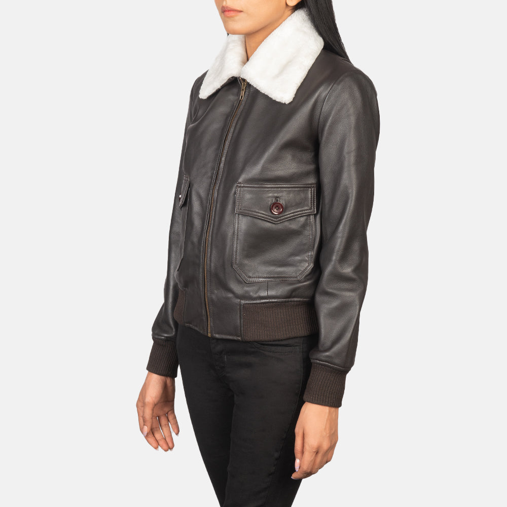 Elara Classic Bomber Leather Jacket