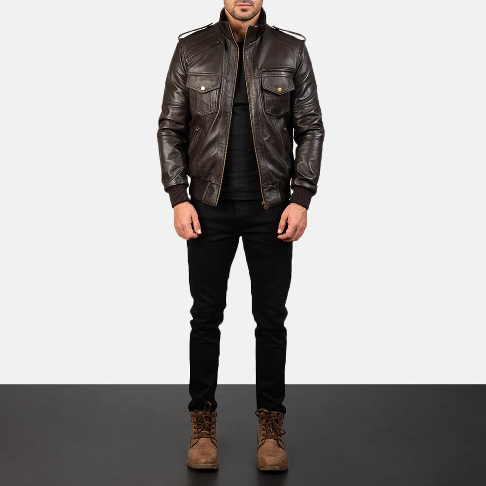 Sentinel Luxe Leather Bomber Jacket