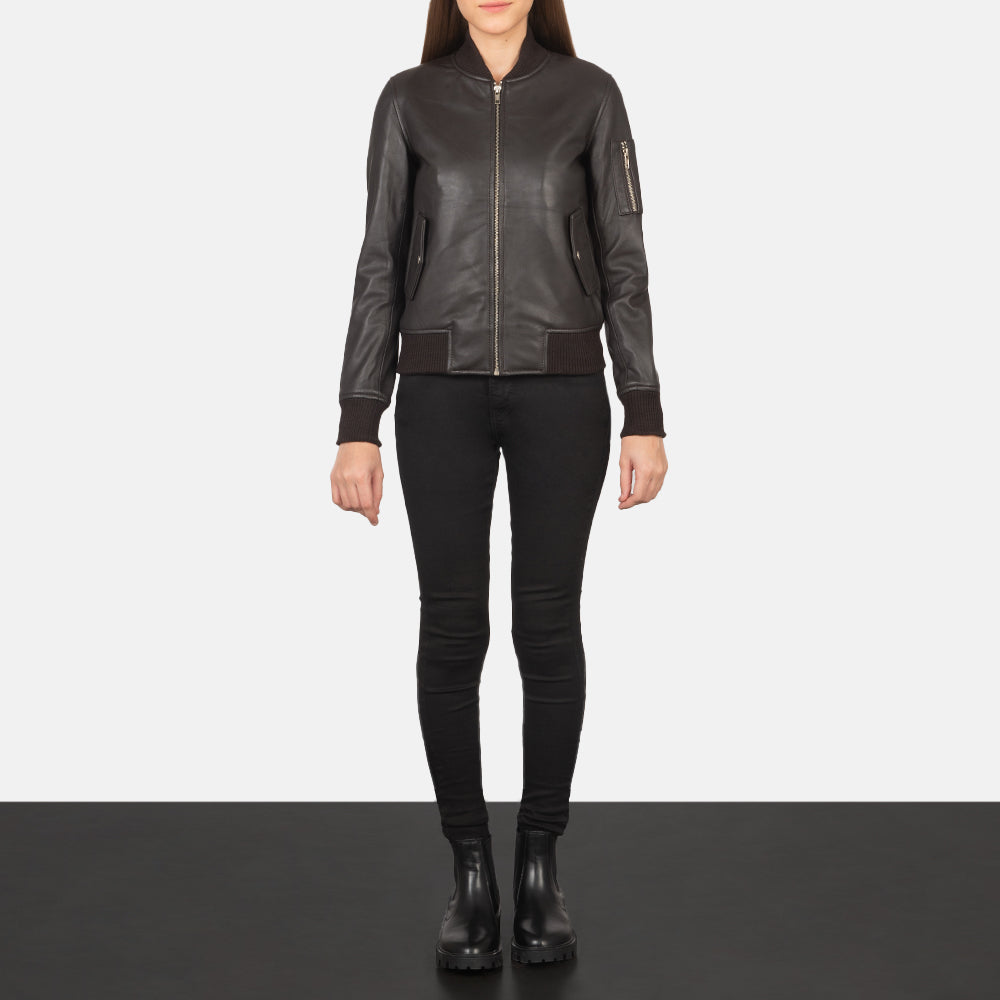 Ava Heritage Leather Flight Bomber Jacket