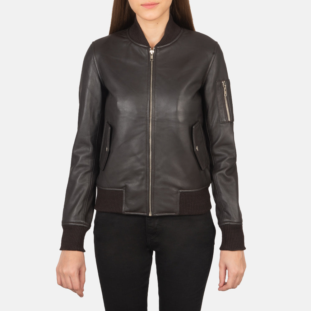 Ava Heritage Leather Flight Bomber Jacket