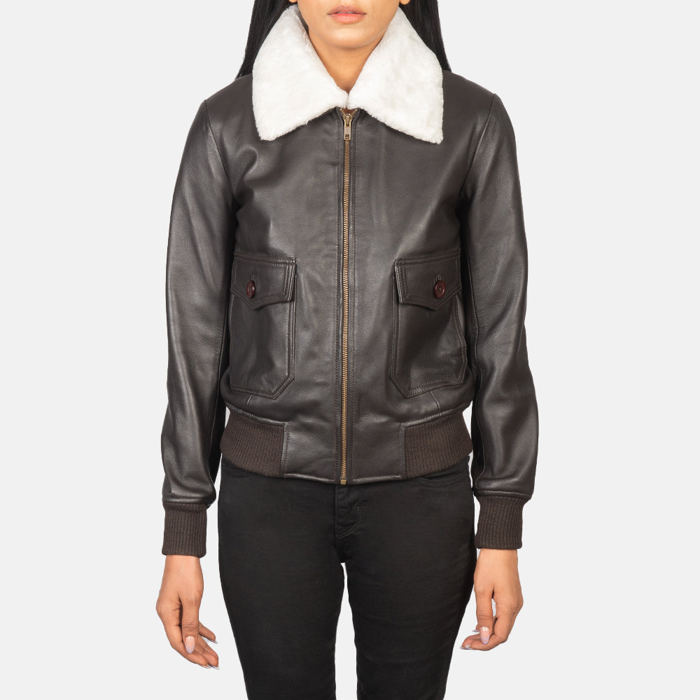 Elara Classic Bomber Leather Jacket