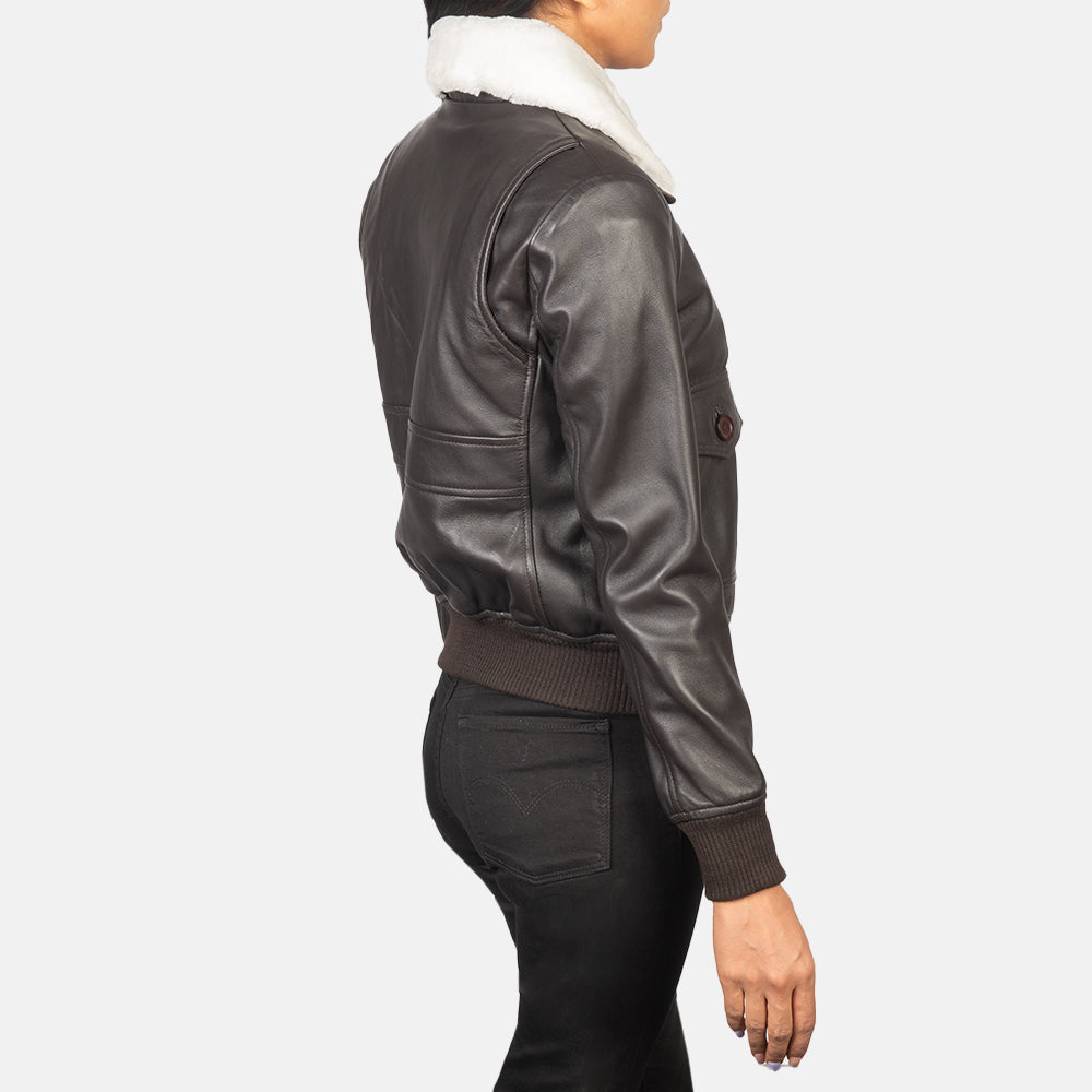 Elara Classic Bomber Leather Jacket