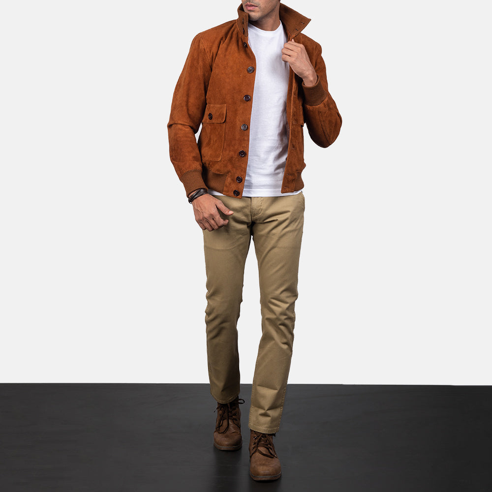 Riverton Suede Leather Bomber Jacket