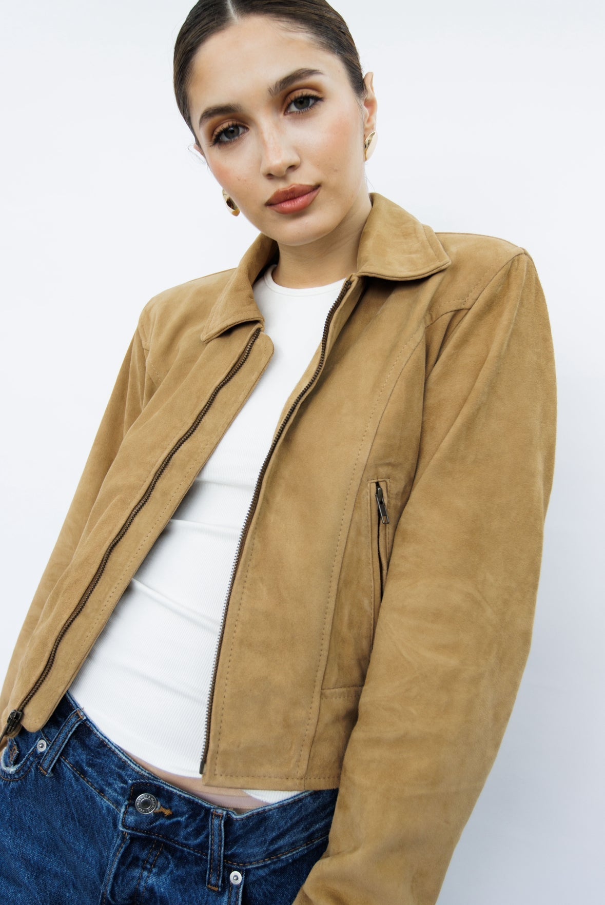 Bonnie Sand Suede Cropped Jacket