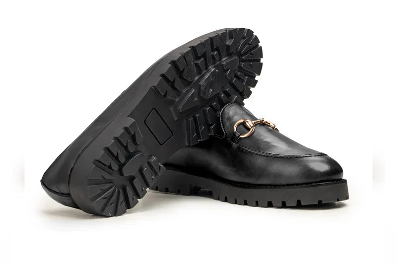 Veloro Black Leather Loafers