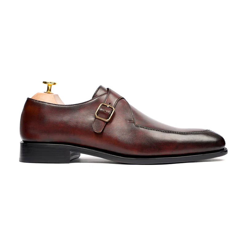 Brenford Classic Brown Leather Monk Strap Shoes