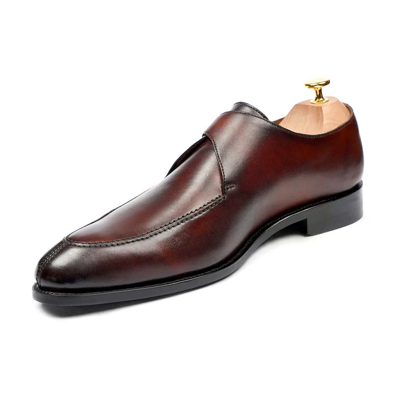 Brenford Classic Brown Leather Monk Strap Shoes