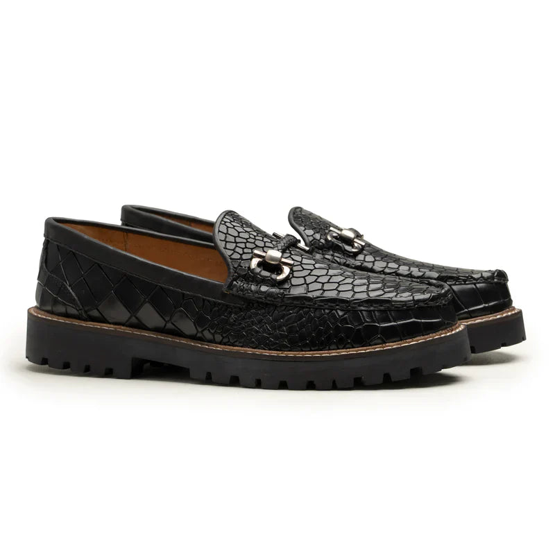 Calvoro Textured Leather Loafers