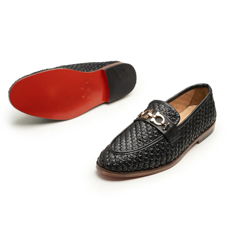 Arvento Textured Leather Loafers