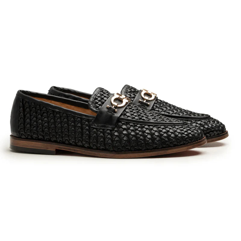 Arvento Textured Leather Loafers