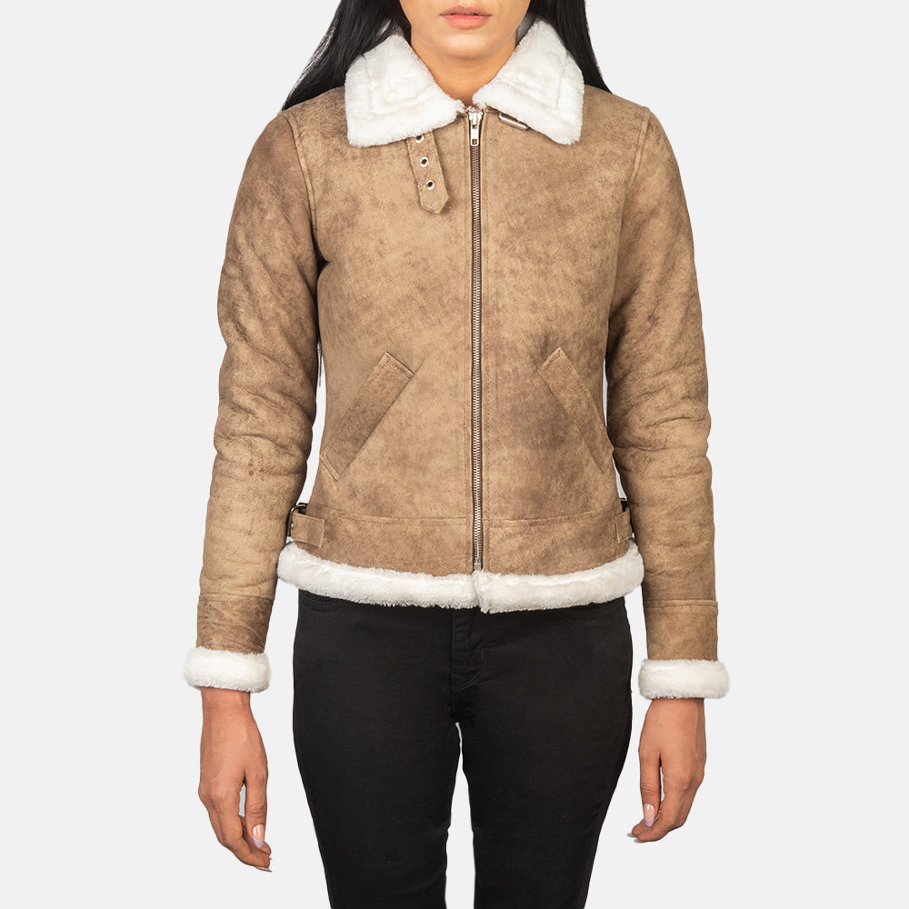 Ardelle Shearling-Lined Bomber Leather Jacket