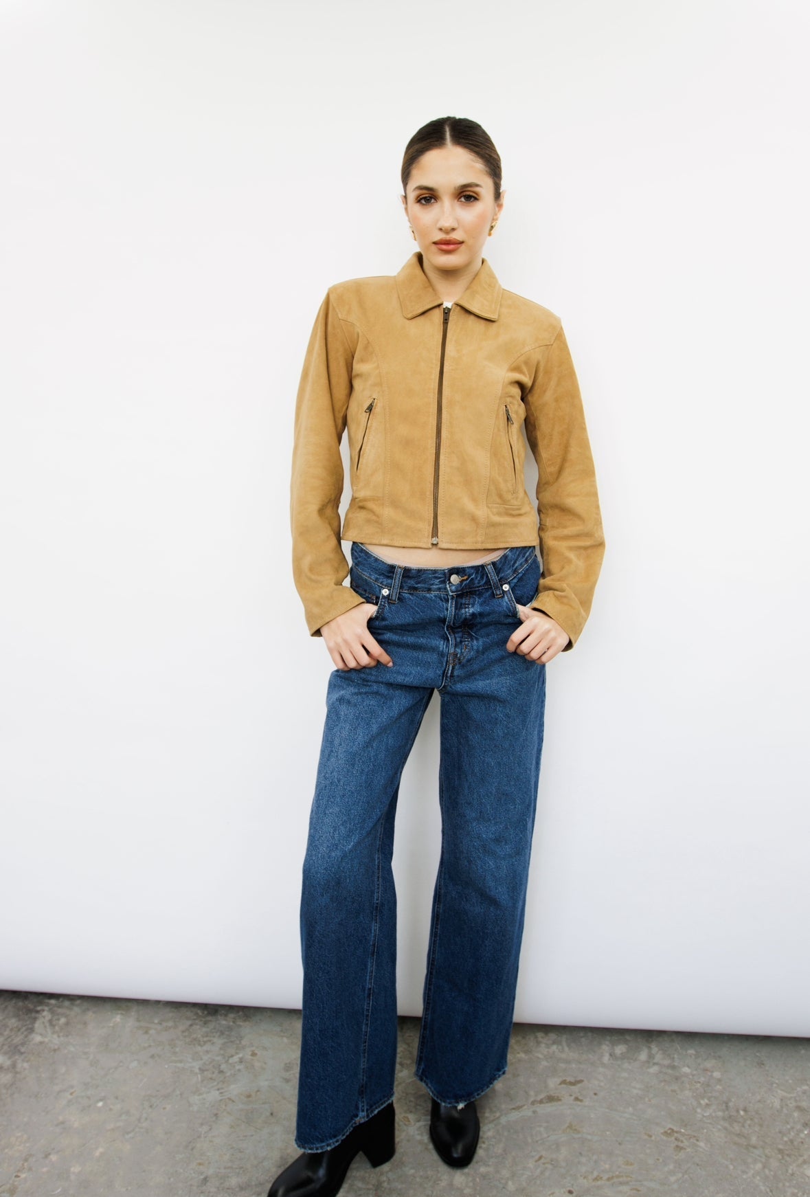 Bonnie Sand Suede Cropped Jacket