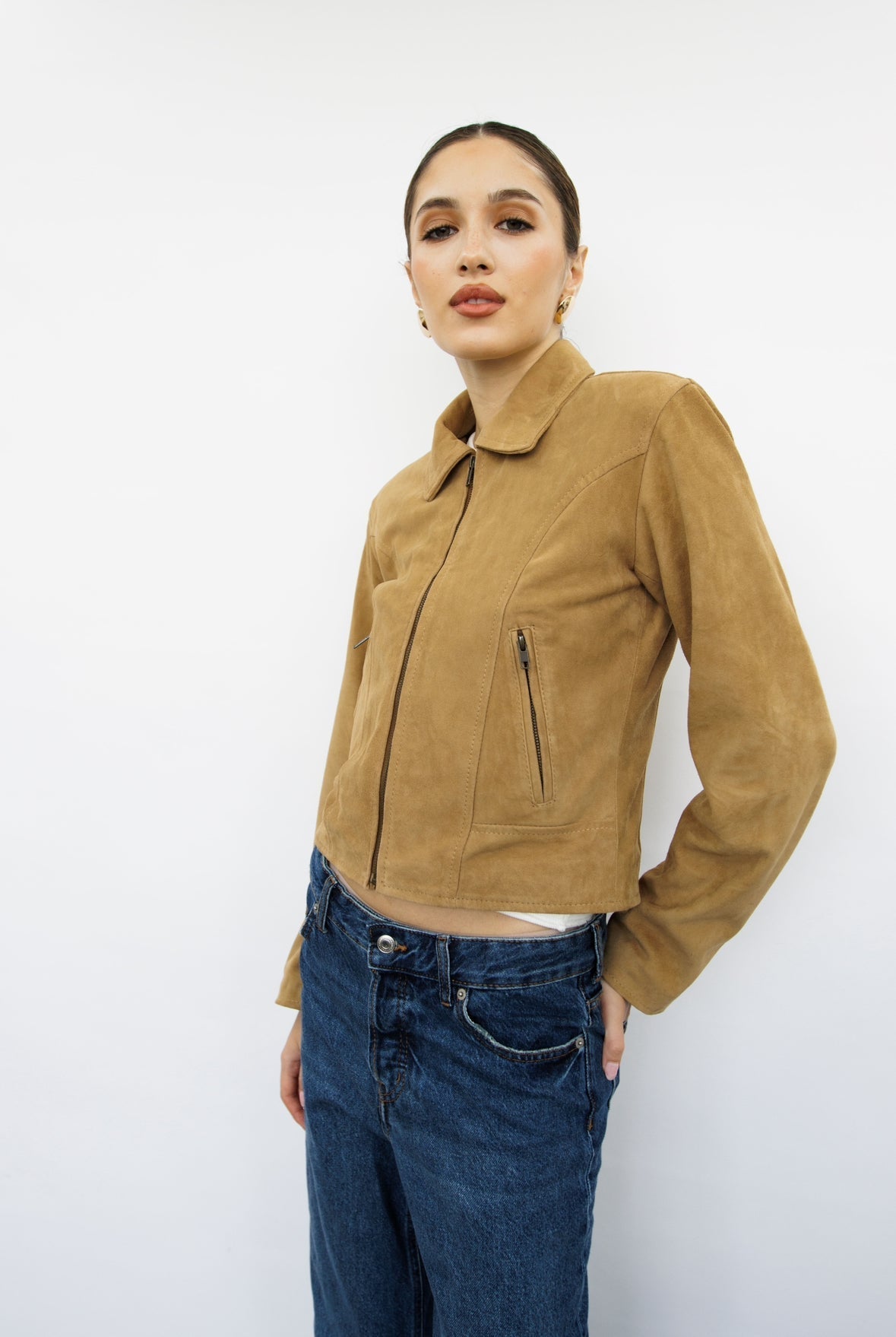 Bonnie Sand Suede Cropped Jacket