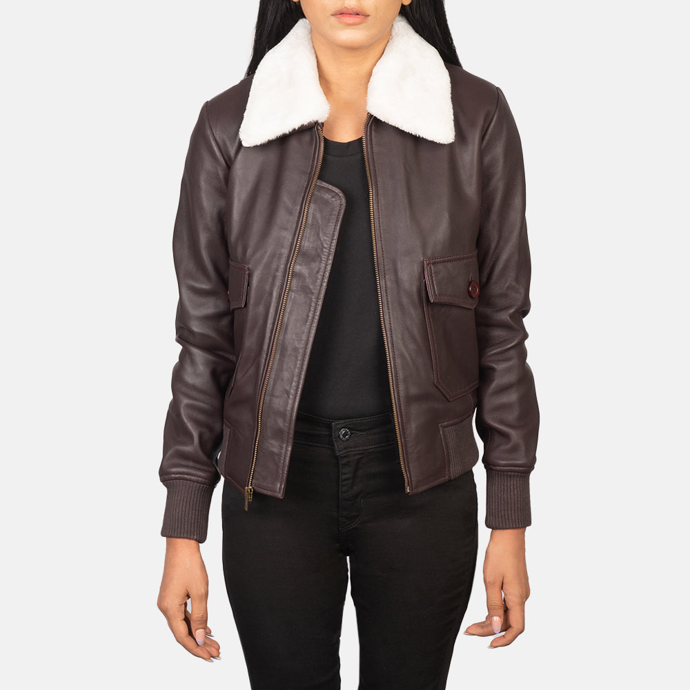 Elara Classic Bomber Leather Jacket