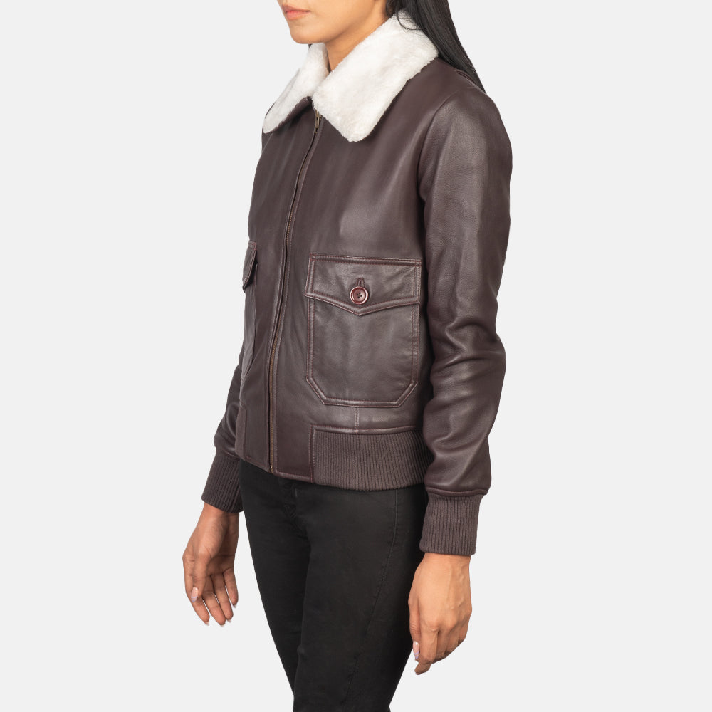 Elara Classic Bomber Leather Jacket