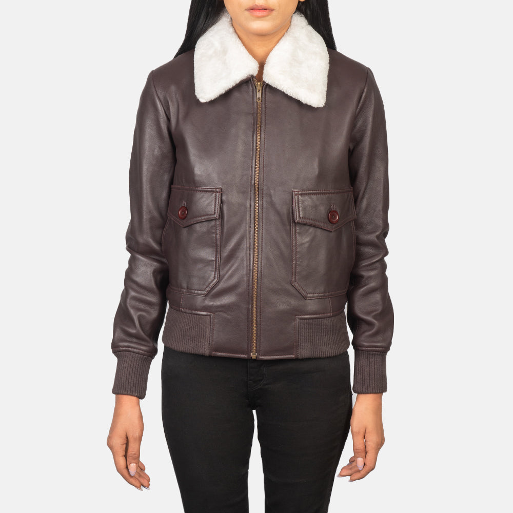 Elara Classic Bomber Leather Jacket
